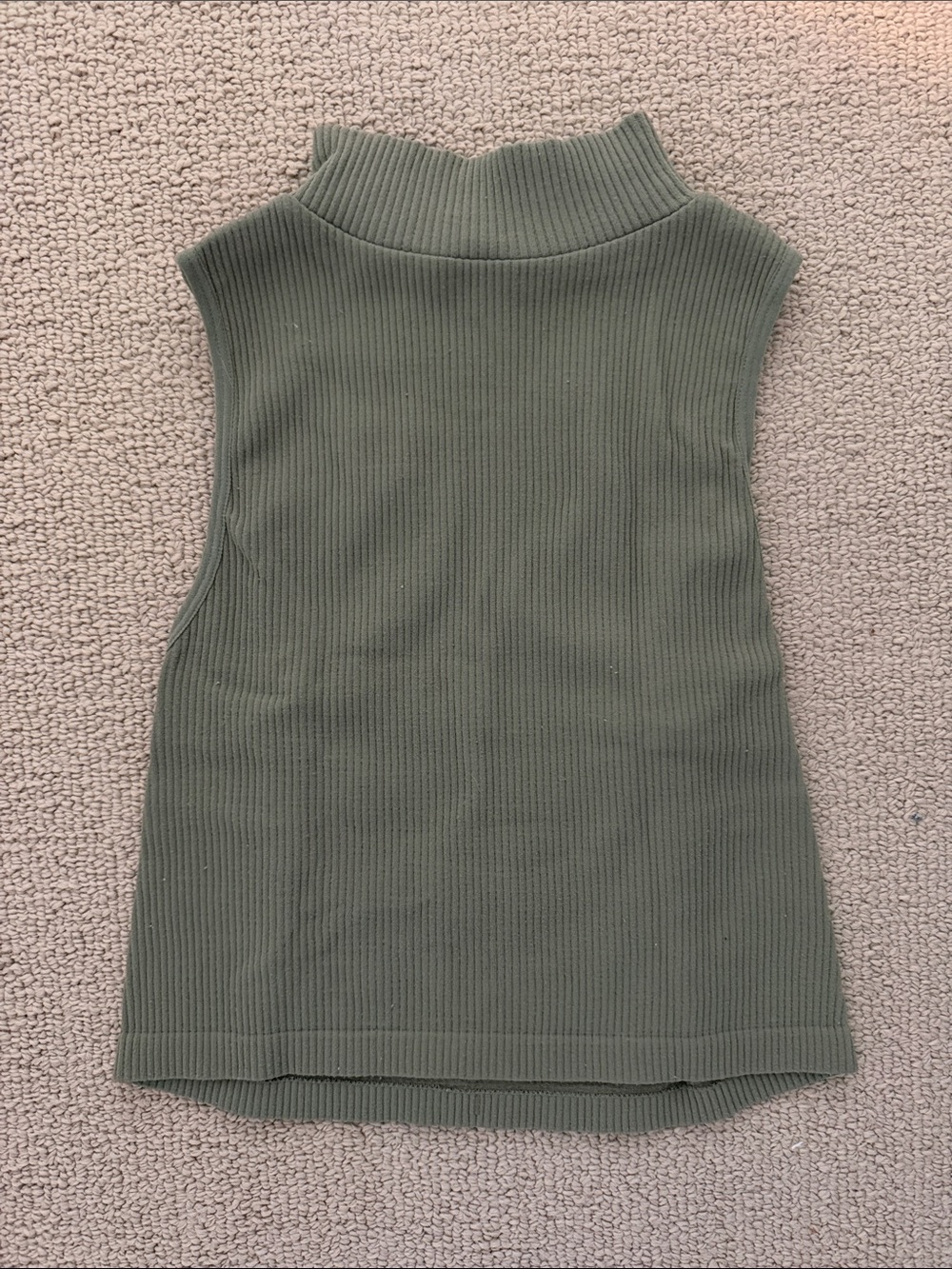 Zara Sleeveless Ribbed Mock Neck Tank Top - Olive Green
